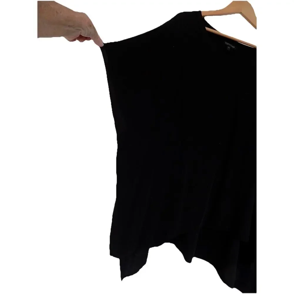 Eileen Fisher black silk tunic top size Large - Picture 2 of 5